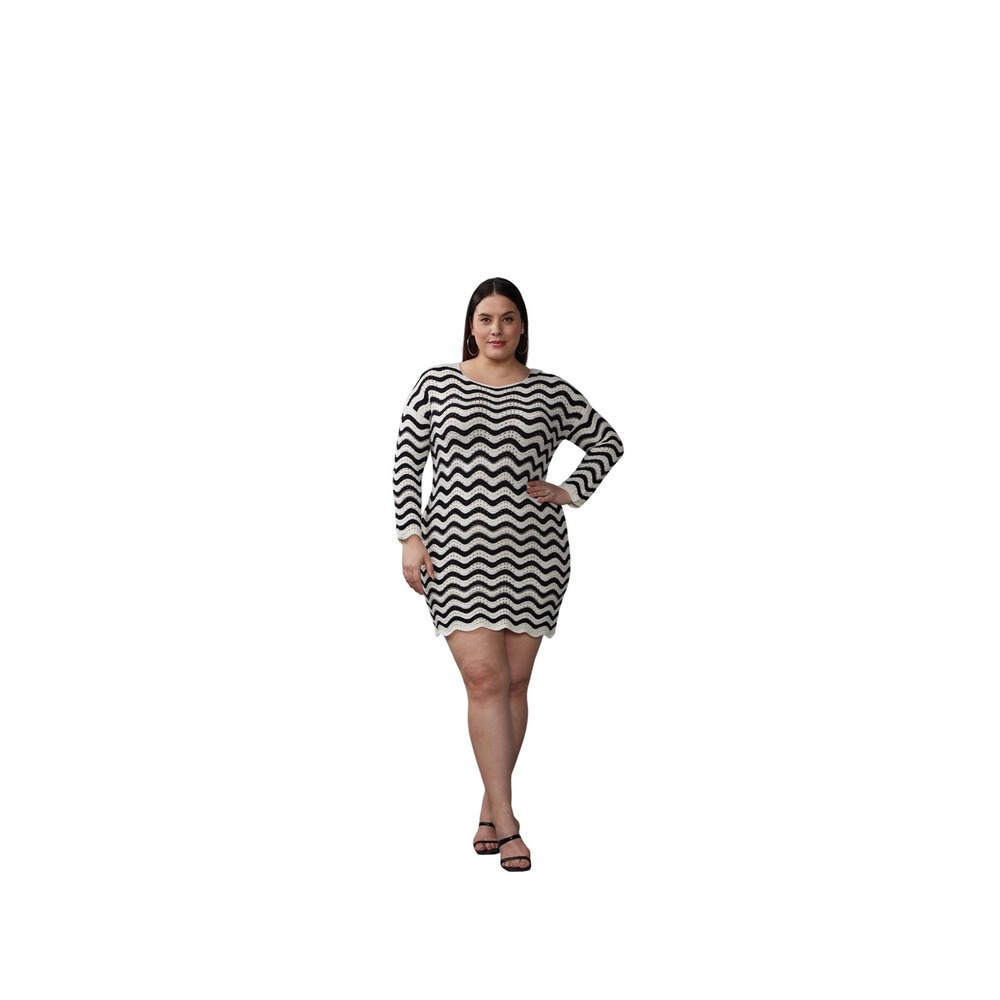 NY&C Chevron Knit Dress Long Sleeve Bodycon Sweater Dress Party Plus Size 2x‎